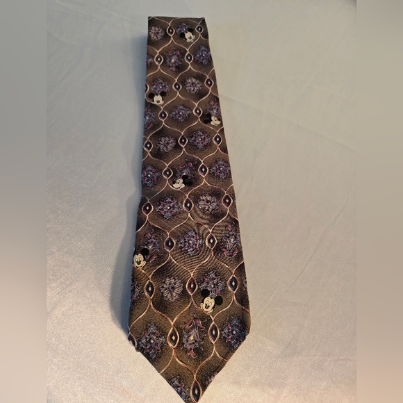 Disney Other - Disney Brown Purple Patterned Men's Tie Feastive  Resortwear